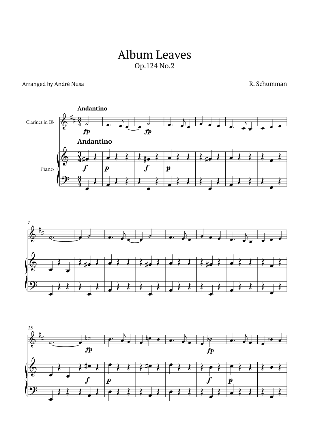 Album Leaves Op.124 No.2 (arr. André Nusa)