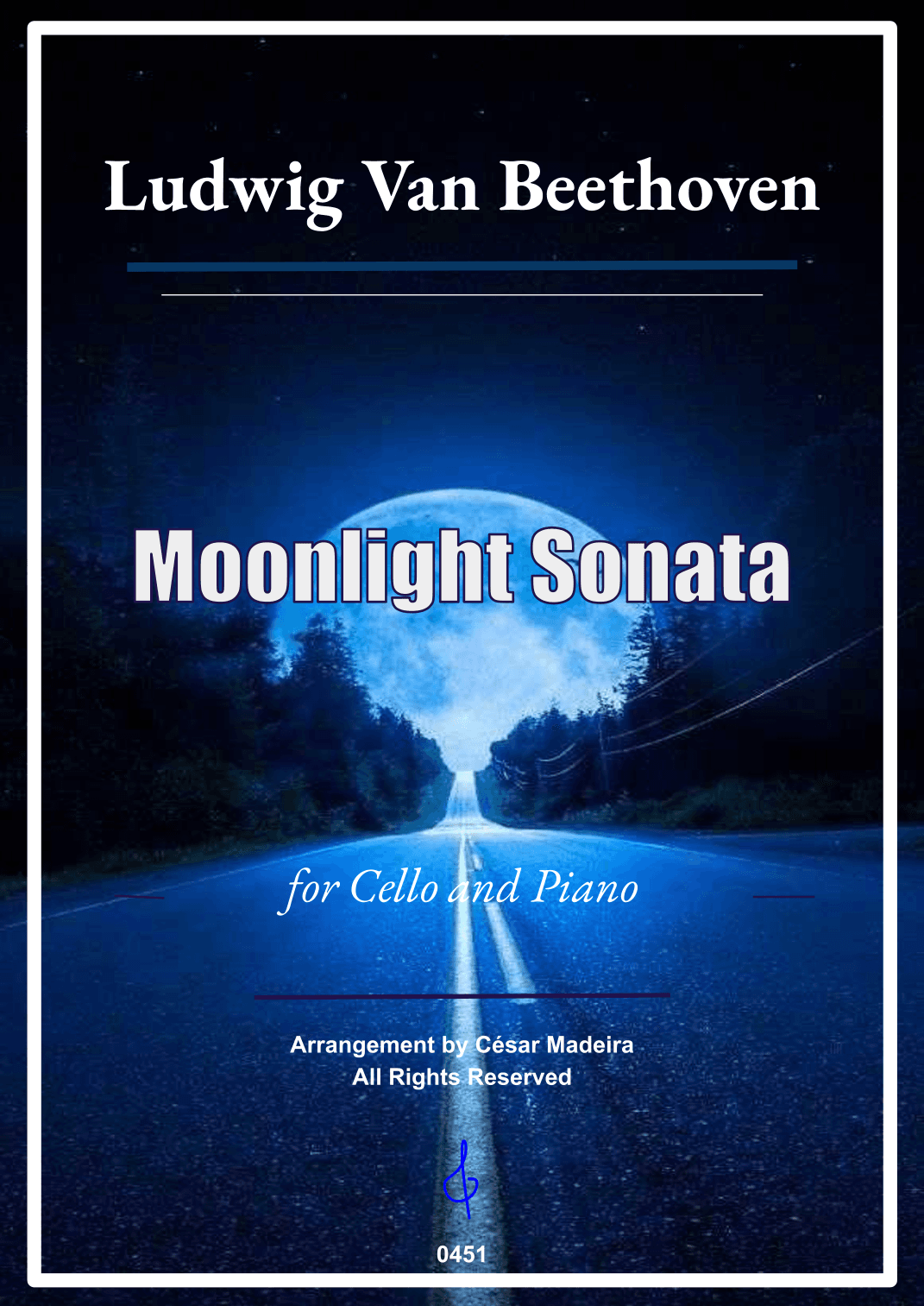 Moonlight Sonata by Beethoven 1 mov. - Cello and Piano (Full Score) (arr. César Madeira)