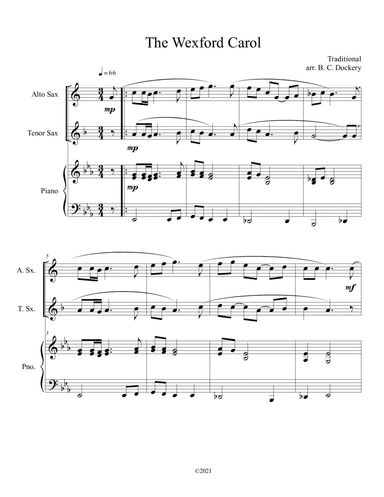 The Wexford Carol (Alto and Tenor Sax Duet with Piano Accompaniment) (arr. B. C. Dockery)