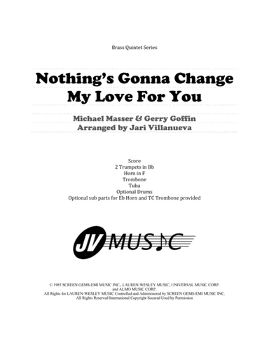 Nothing's Gonna Change My Love For You (arr. Jari Villanueva)