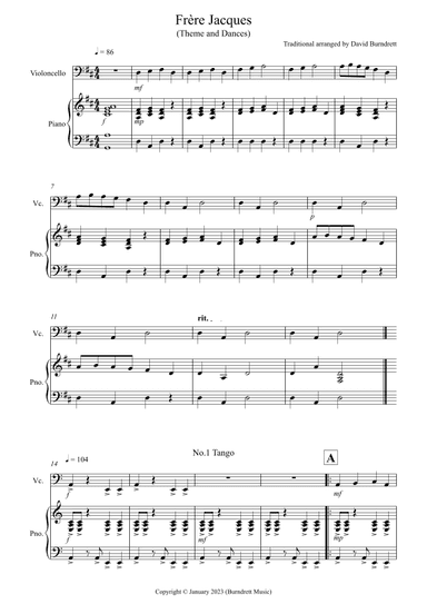 Frère Jacques Dances for Cello and Piano (arr. David Burndrett)