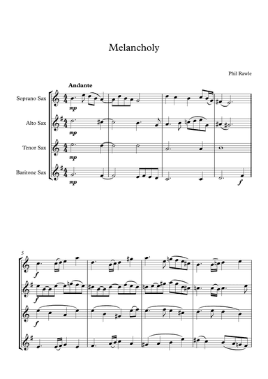 Melancholy - Saxophone Quartet