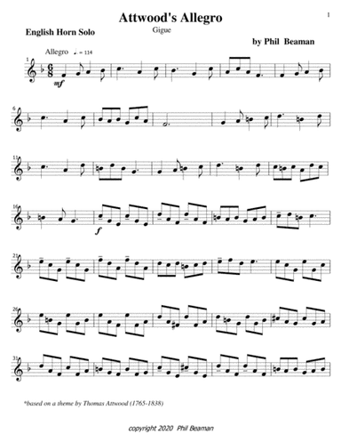 Attwood's Allegro-gigue-English Horn solo