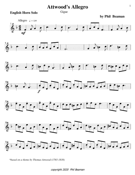 Attwood's Allegro-gigue-English Horn solo