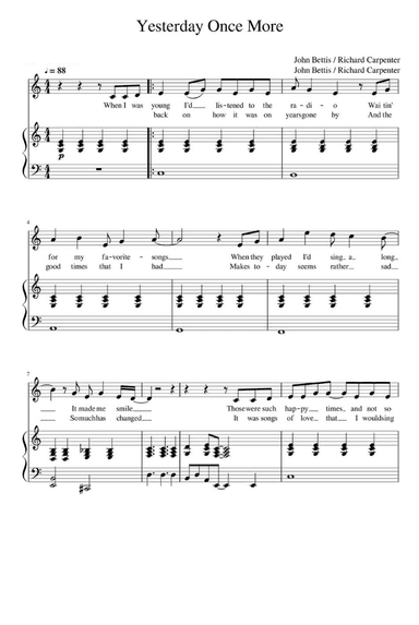 Yesterday Once More (arr. John Bettis)