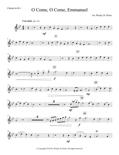 O Come, O Come, Emmanuel (Clarinet Quartet) (arr. Wesley D. Peters)
