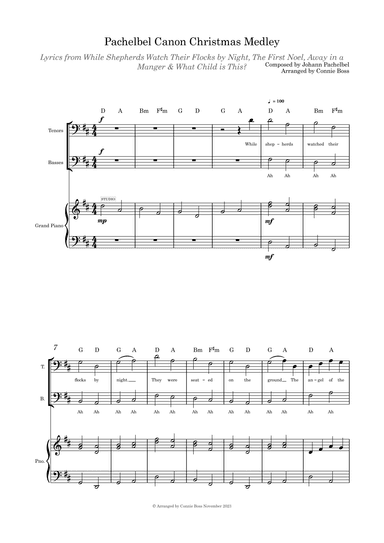 Pachelbel Canon Christmas Medley TB duet and piano (arr. Connie Boss)