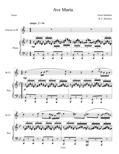Ave Maria (Clarinet Solo with Piano Accompaniment) (arr. B. C. Dockery)