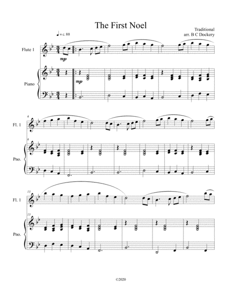 The First Noel (flute solo) with piano accompaniment (arr. B C Dockery)