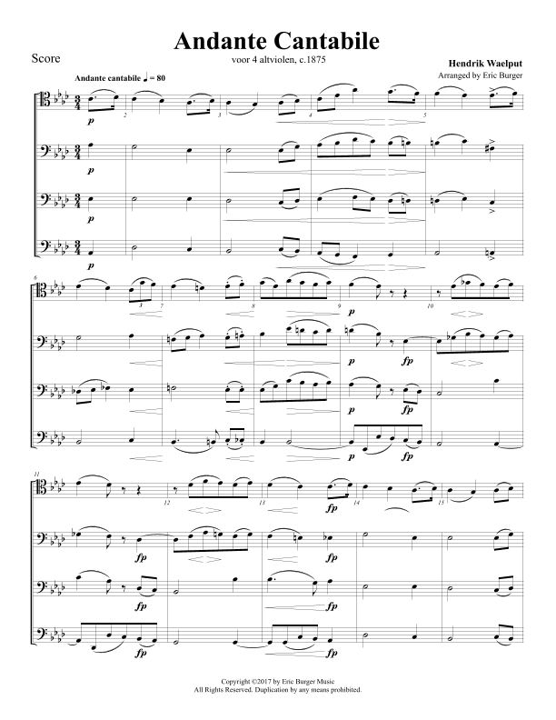 Andante Cantabile for Trombone or Low Brass Quartet (arr. Eric Burger Music)
