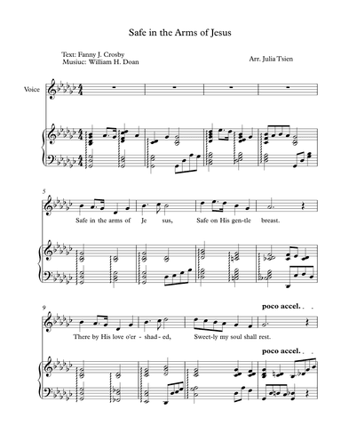 Safe in the Arms of Jesus, soprano and piano (arr. julia tsien)