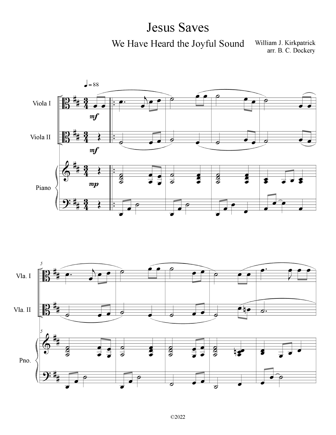 Jesus Saves (Viola Duet with Piano Accompaniment) (arr. B. C. Dockery)