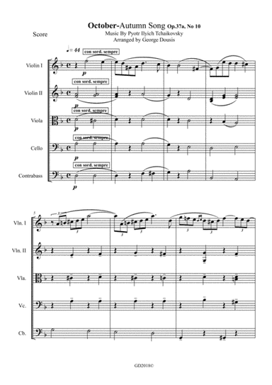 Tchaikovsky - October ("Autumn Song") (arr. George Dousis)