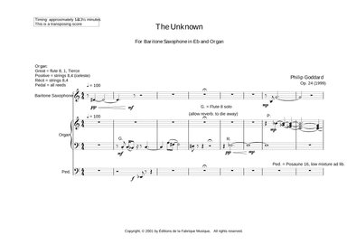 The Unknown for baritone saxophone and organ