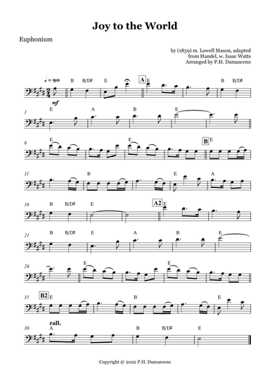 Joy to the World - Euphonium Solo with Chords (arr. P.H. Damasceno)