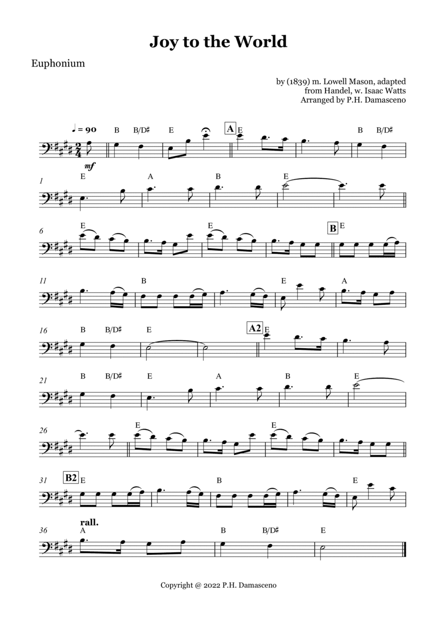 Joy to the World - Euphonium Solo with Chords (arr. P.H. Damasceno)