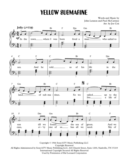 Yellow Submarine (arr. Joe Cox)