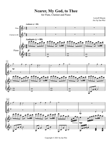 Nearer, My God, to Thee for Flute, Clarinet and Piano (arr. Ian Wei)