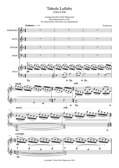 Takeda Lullaby (竹田の子守唄) (arr. Knut Olav Rygnestad)