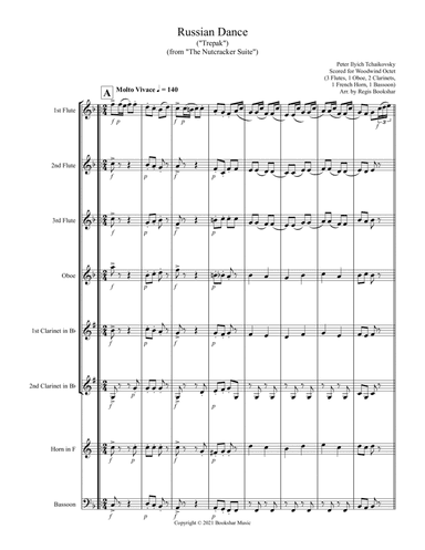 Russian Dance ("Trepak") (from "The Nutcracker Suite") (F) (Woodwind Octet - 3 Flute, 1 Oboe, 2 Clar (arr. Regis Bookshar)