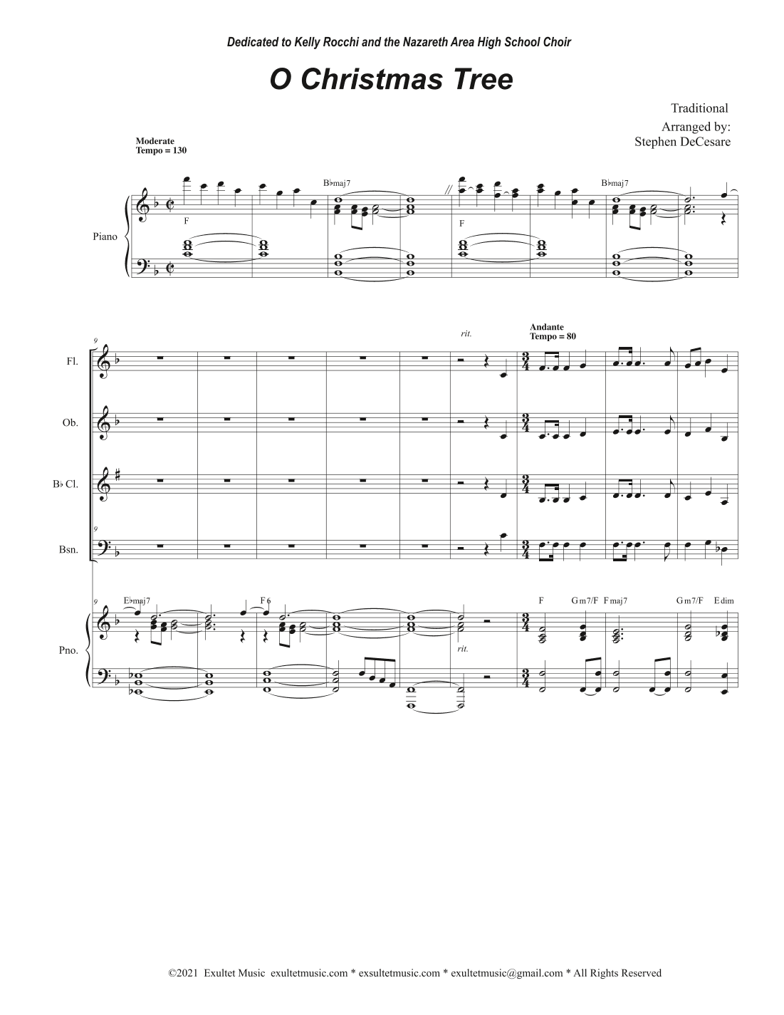 O Christmas Tree (Woodwind Quartet and Piano) (arr. Stephen DeCesare)