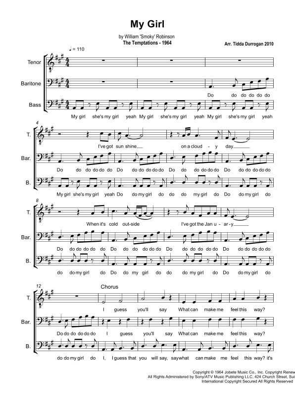 My Girl (arr. Tidda Durrogan)