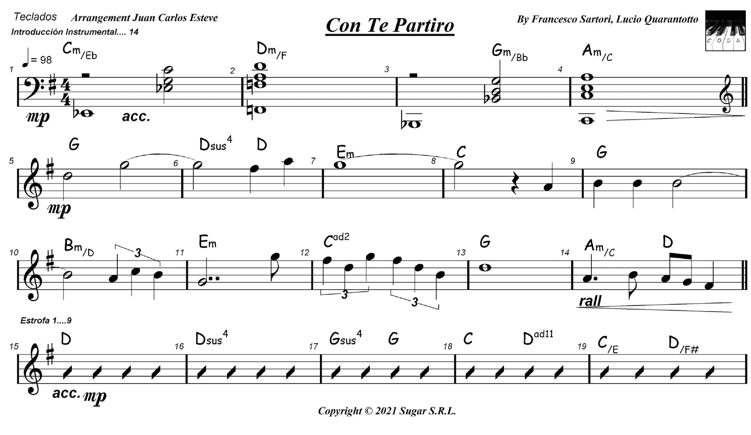 Con Te Partiro (time To Say Goodbye) (arr. juan carlos esteve / Gran Coda)