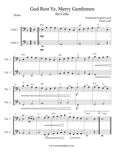 God Rest Ye, Merry Gentlemen for Cello Duet (arr. Chase Loeb)