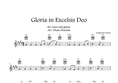Gloria in excelsis Deo (E major - TABS - no lyrics) (arr. Duda Oriontte)