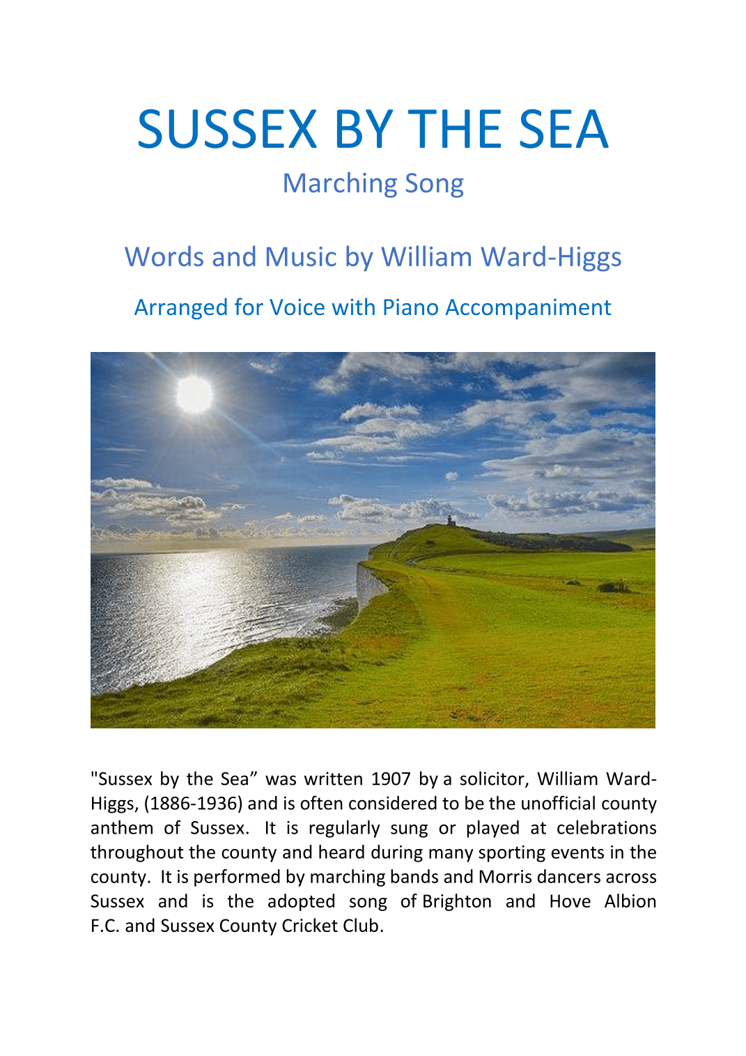 Sussex by the Sea arranged for voice and Piano (arr. Marcus Martin)