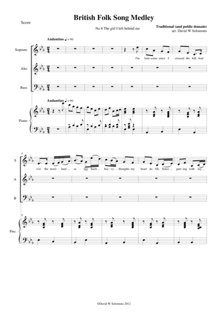 The girl I left behind me for SAB choir and piano (arr. David Warin Solomons)