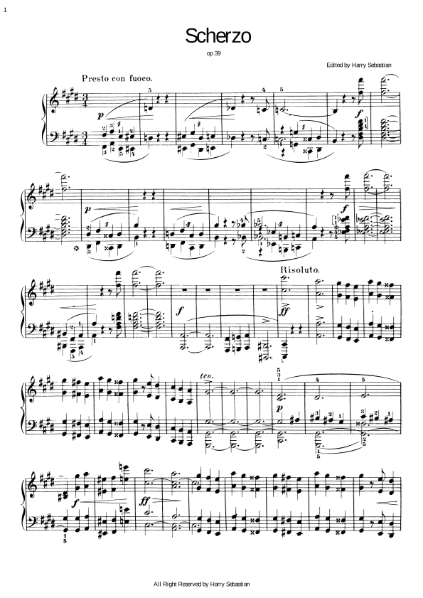Chopin- Scherzo in C sharp minor, Op 39 (arr. Harry Sebastian)