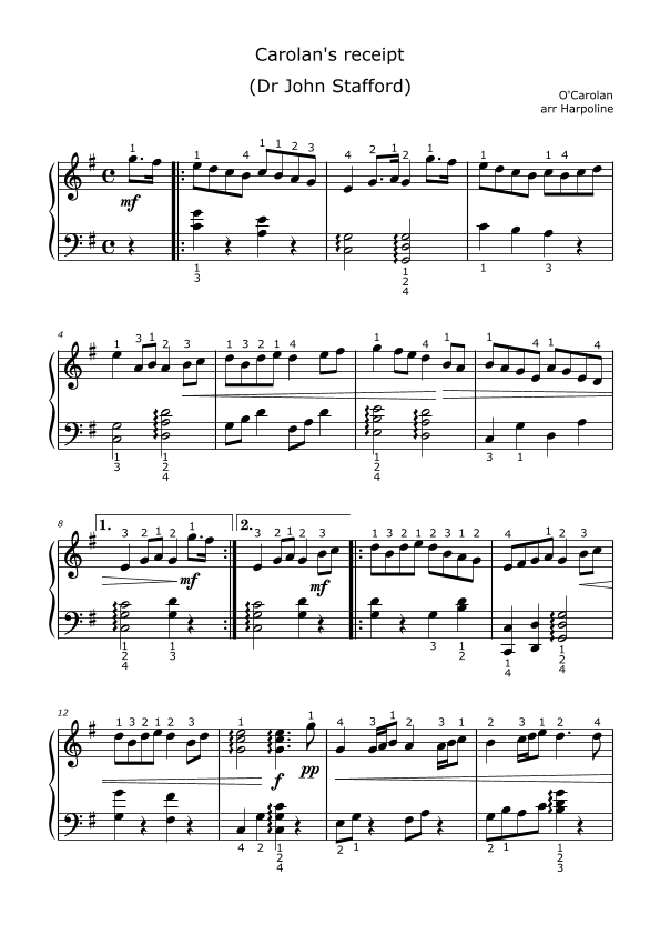 O'Carolan's Receipt or Dr John Stafford (arr. Harpoline)