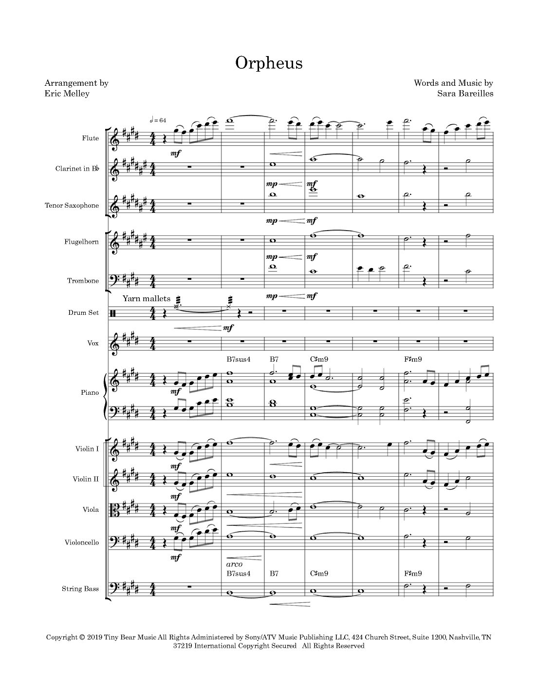 Orpheus - Score Only (arr. Eric Melley)