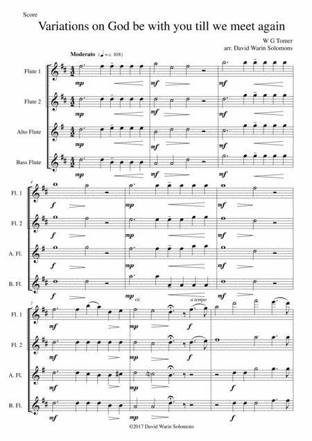 Variations on God be with you till we meet again for flute quartet (arr. David Warin Solomons)