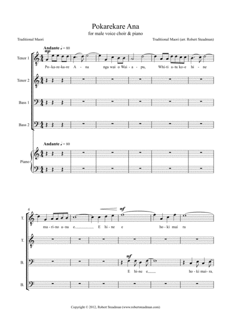 Pokarekare Ana (arr. Robert Steadman)