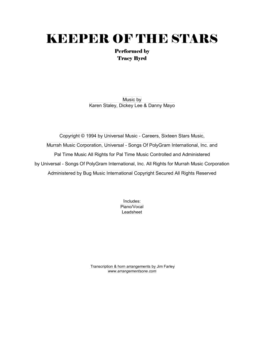 The Keeper Of The Stars (arr. Jim Farley www.arrangementsone.com)