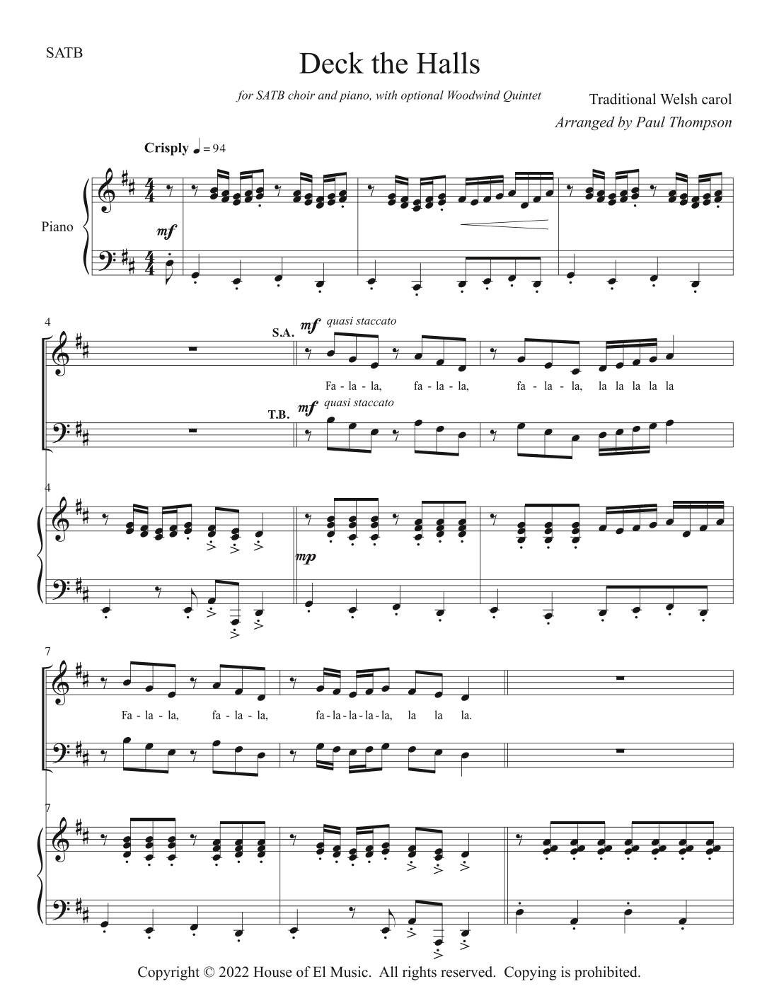 Deck the Halls (arr. Paul Thompson)