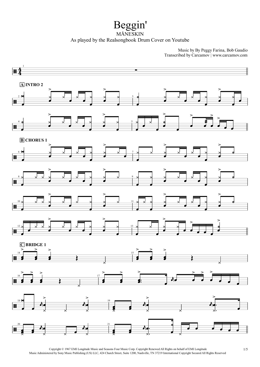 Beggin' (arr. Realsongbook)
