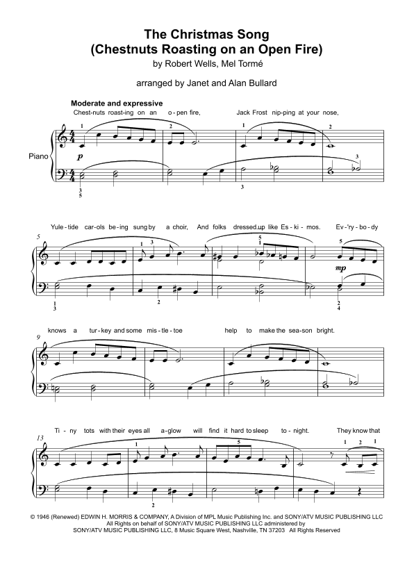 The Christmas Song (chestnuts Roasting On An Open Fire) (arr. Janet and Alan Bullard (The Janet and Alan Bullard Piano Series))