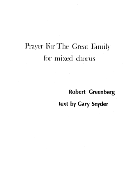 Prayer for the Great Family for mixed chorus