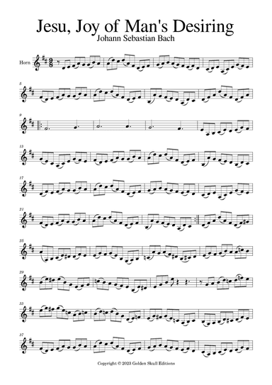 Jesu, Joy of Man's Desiring (arr. Golden Skull Editions)