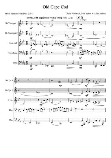 Old Cape Cod (arr. Peet du Toit)