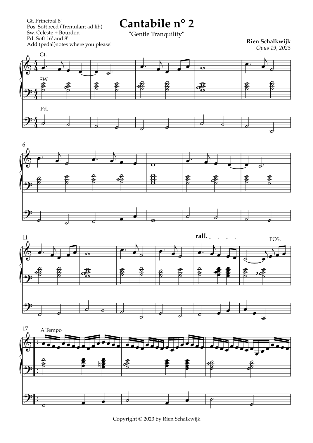 Cantabile n° 2 “Gentle Tranquility”, Opus 19