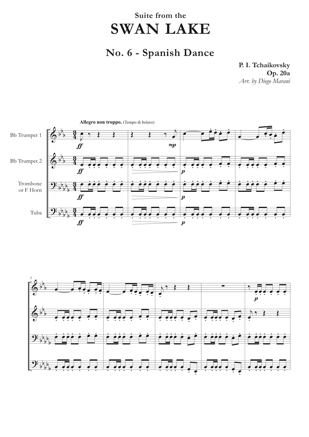 "Spanish Dance" from Swan Lake Suite for Brass Quartet (arr. Diego Marani)