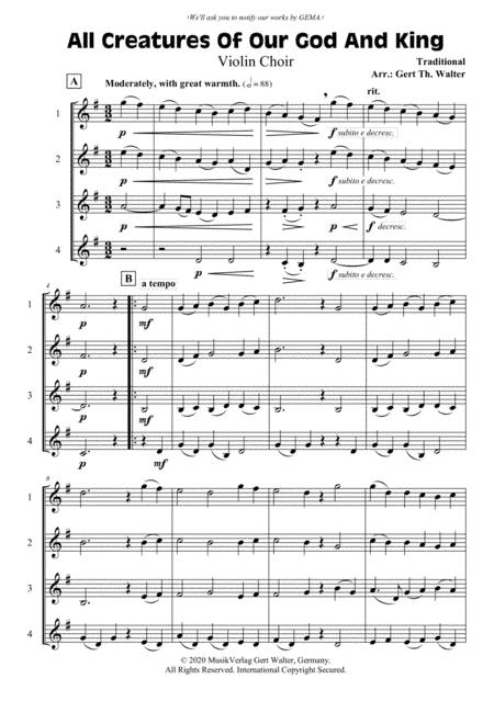 All Creatures Of Our God And King (arr. Gert Th. Walter)