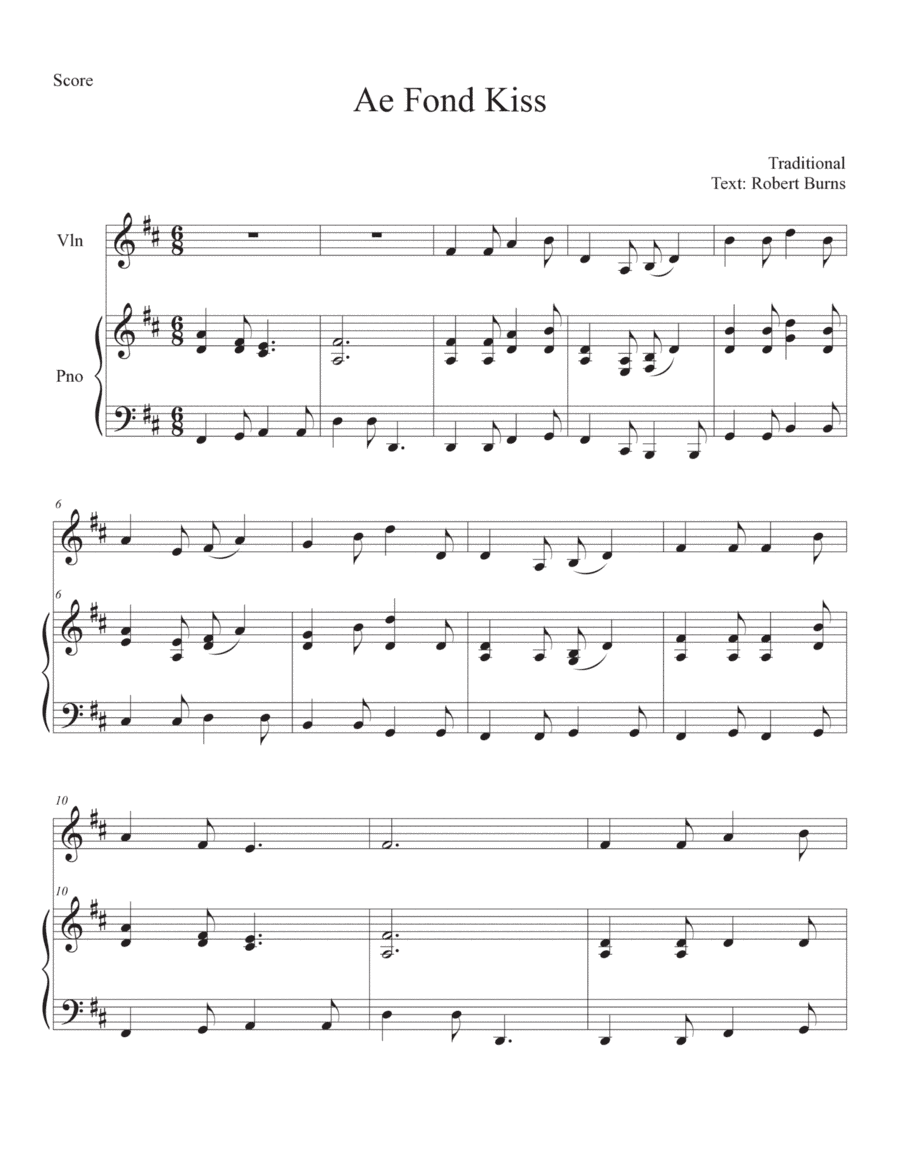 Ae Fond Kiss (Rory Dalls' Port) (arr. Rebekah Henry)