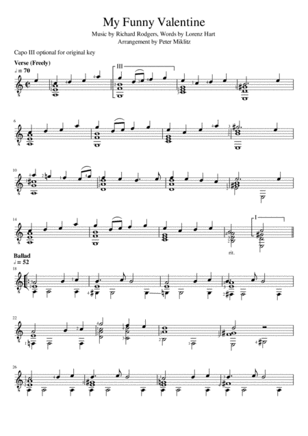 My Funny Valentine (arr. Peter Miklitz)