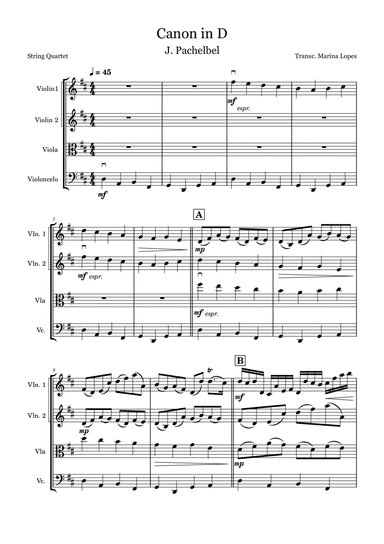 Canon in D - J. Pachelbel - String Quartet (arr. Marina Lopes)