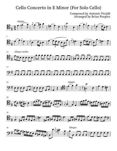 Cello Concerto in E Minor (RV 409) (arr. Brian Peeples)